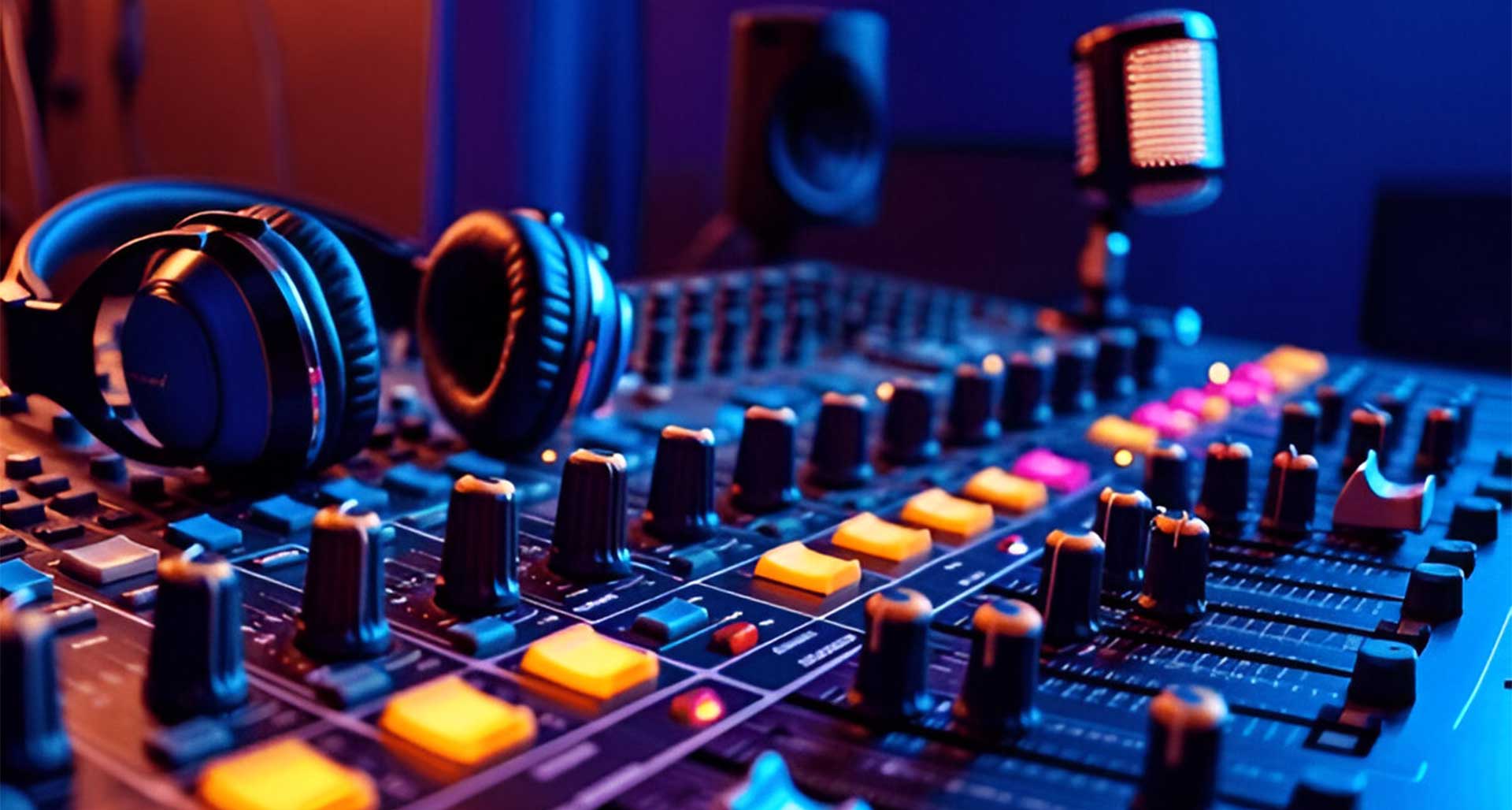 Professional radio broadcast studio